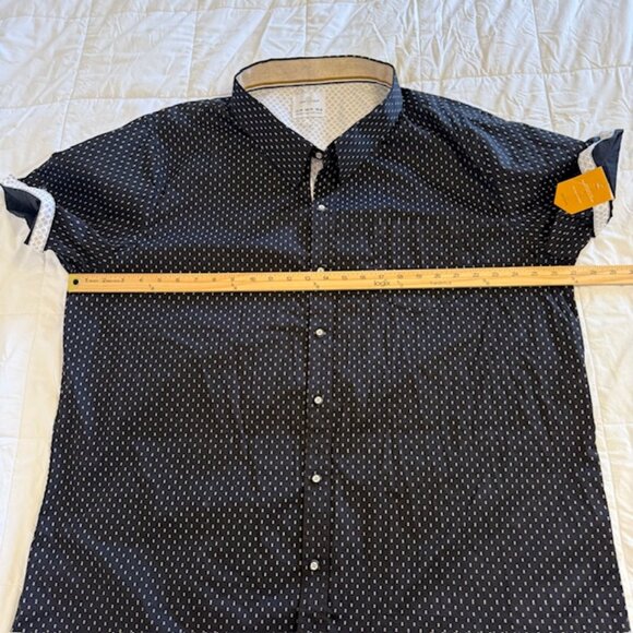 Craft & Flow Shirt Black Geometric Print Rolled Short Sleeve Stretch Size 3XL - Picture 5 of 9